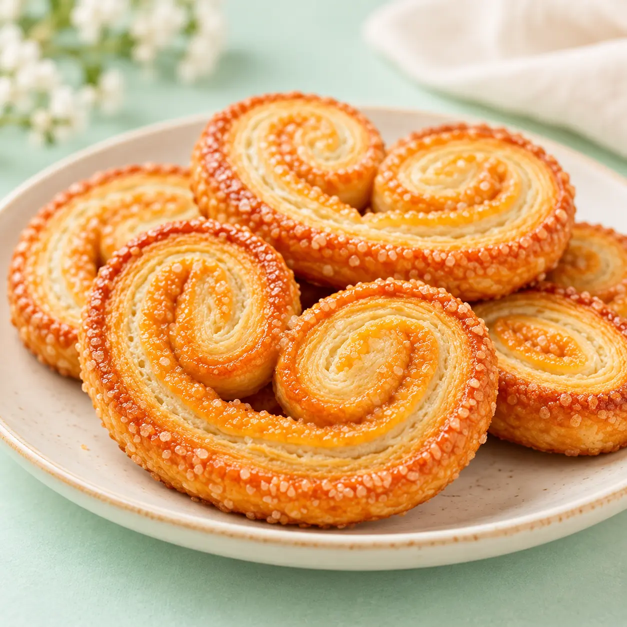 Orejitas. Orejitas de hojaldre caramelizado, doraditas y crujientes en cada bocado.